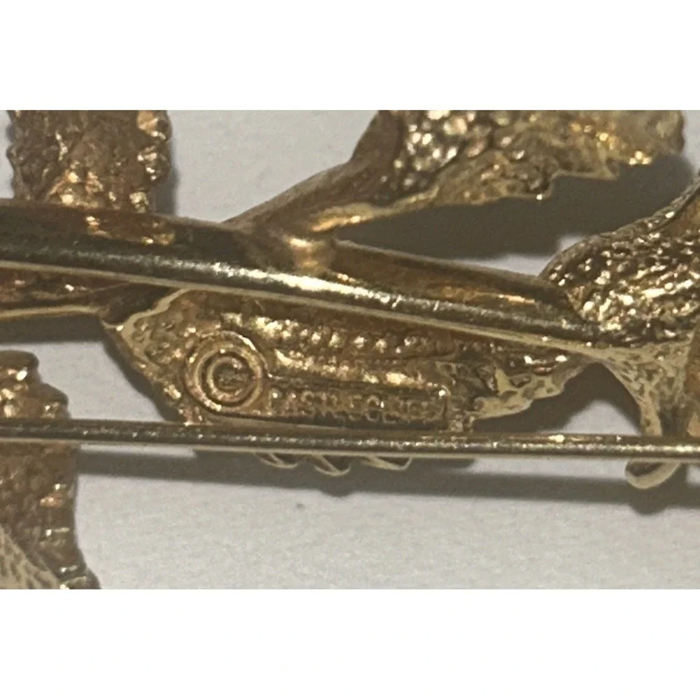 Vintage CASTLECLIFF Gold-Tone‎ Rose Brooch Pin MCM